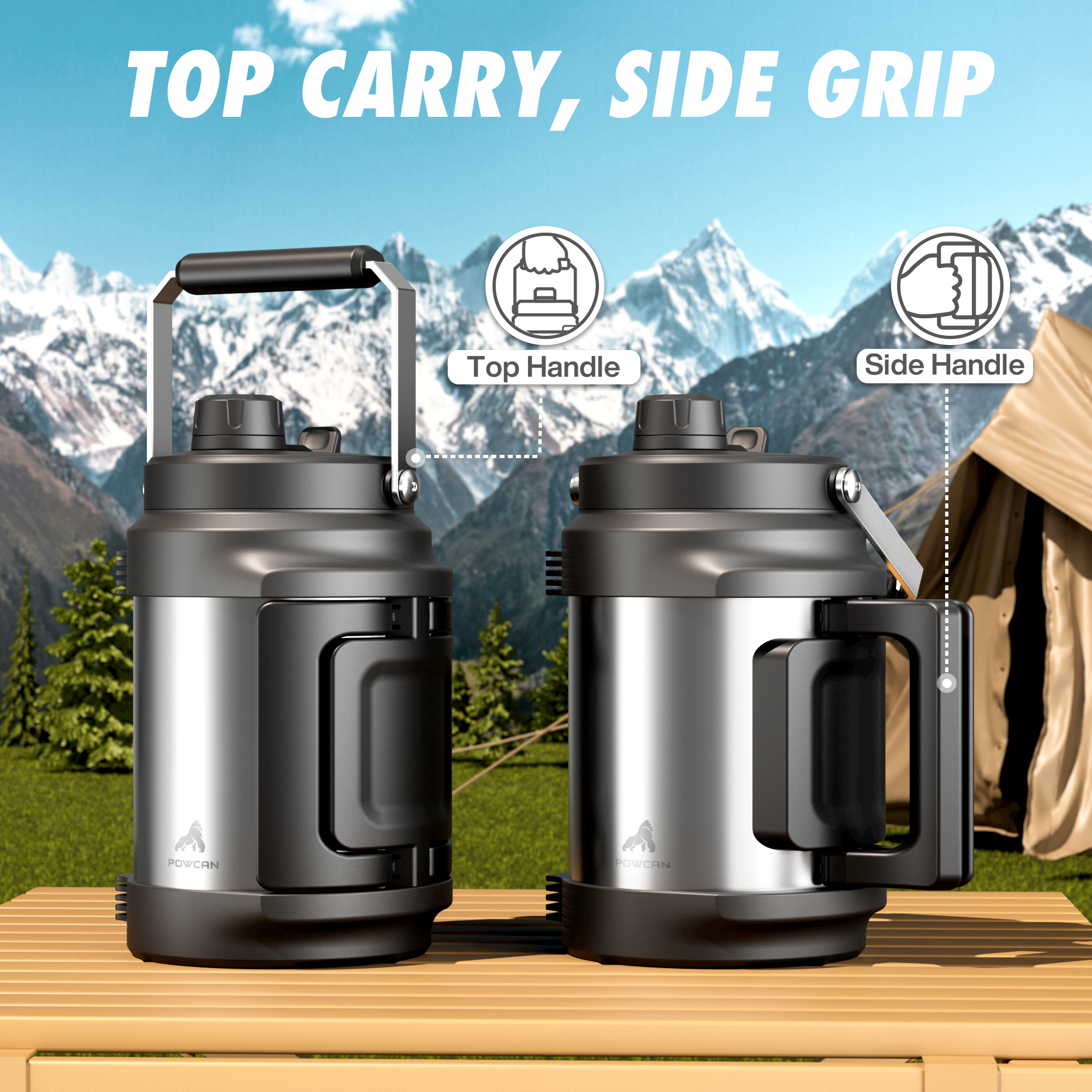 0.5 Gallon / 64 oz Insulated Water Jug with 2-in-1 Lid and