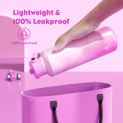 24 oz Slim Insulated Water Bottle with Flip Straw