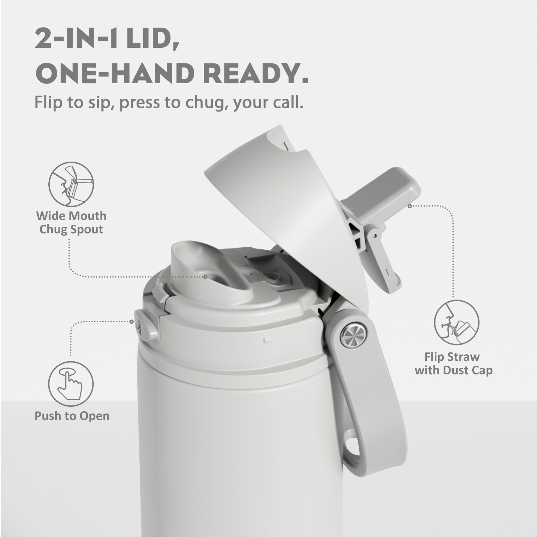 24 oz 2-in-1 Lid with Push-Button Spout Water Bottle