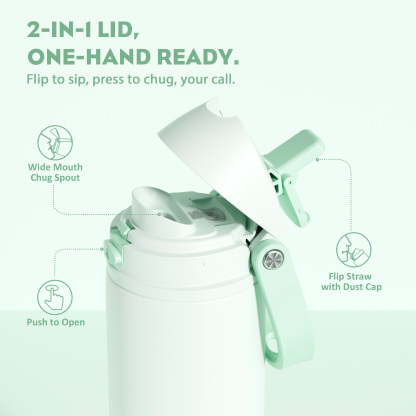 24 oz 2-in-1 Lid with Push-Button Spout Water Bottle