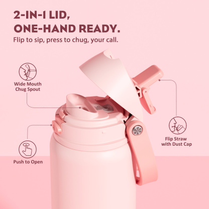 32 oz 2-in-1 Lid with Push-Button Spout Water Bottle