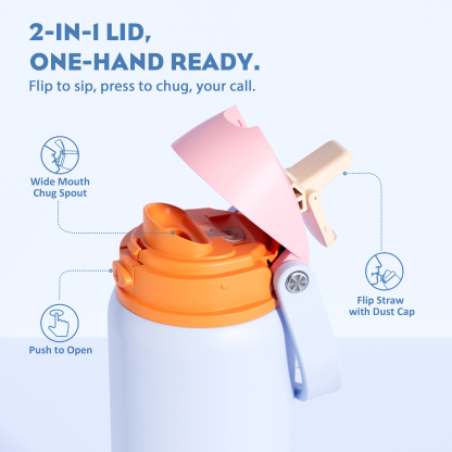 32 oz 2-in-1 Lid with Push-Button Spout Water Bottle