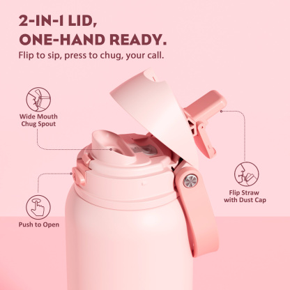 40oz 2-in-1 Lid with Push-Button Spout Water Bottle