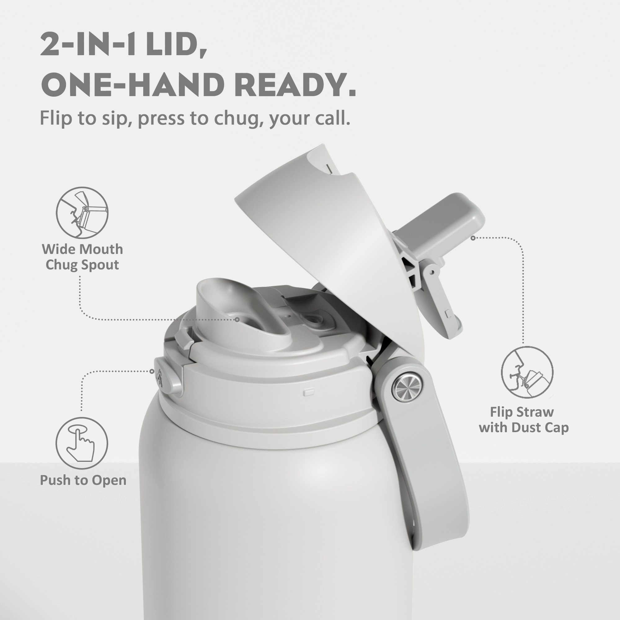 40oz 2-in-1 Lid with Push-Button Spout Water Bottle