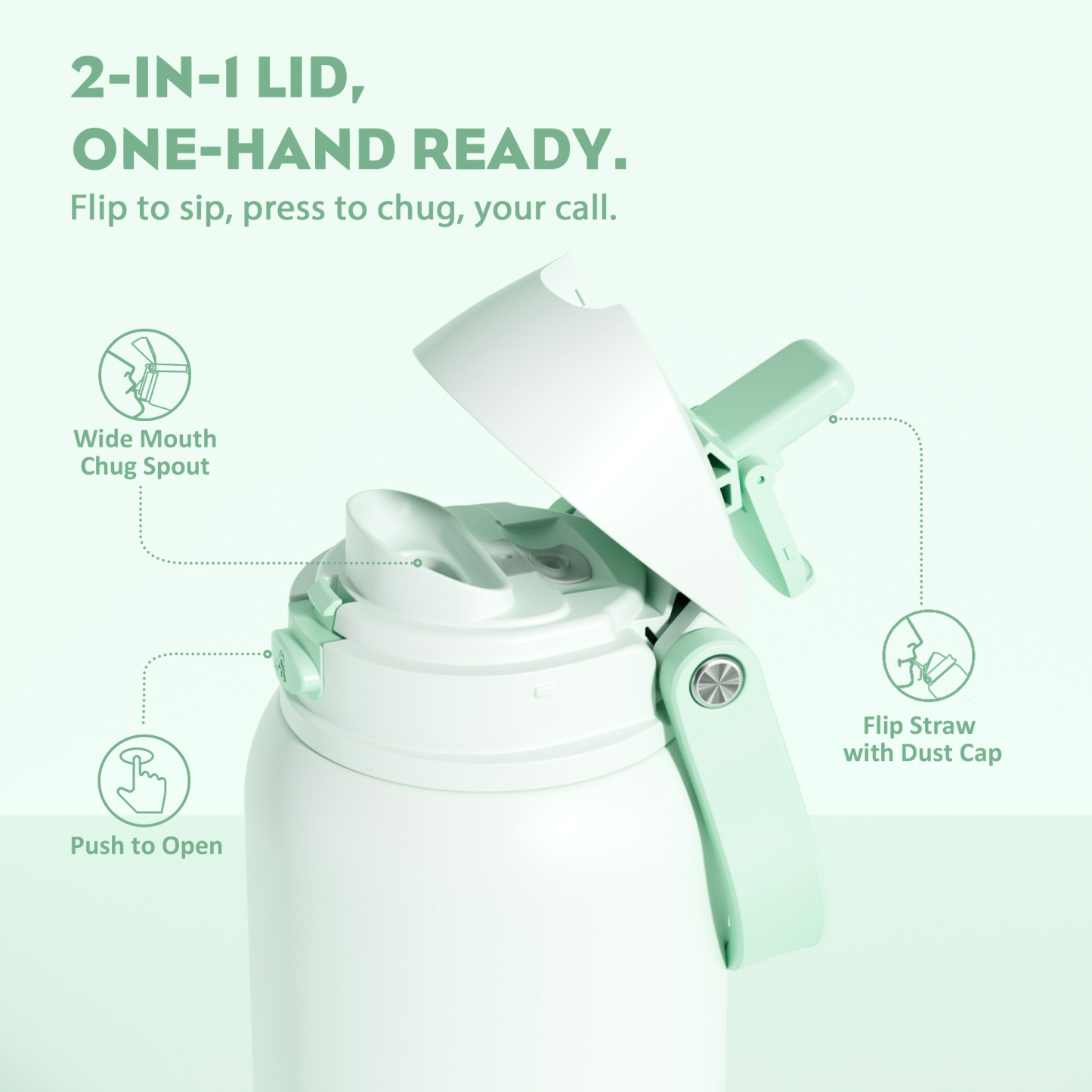 40oz 2-in-1 Lid with Push-Button Spout Water Bottle