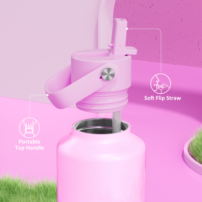 24 oz Slim Insulated Water Bottle with Flip Straw