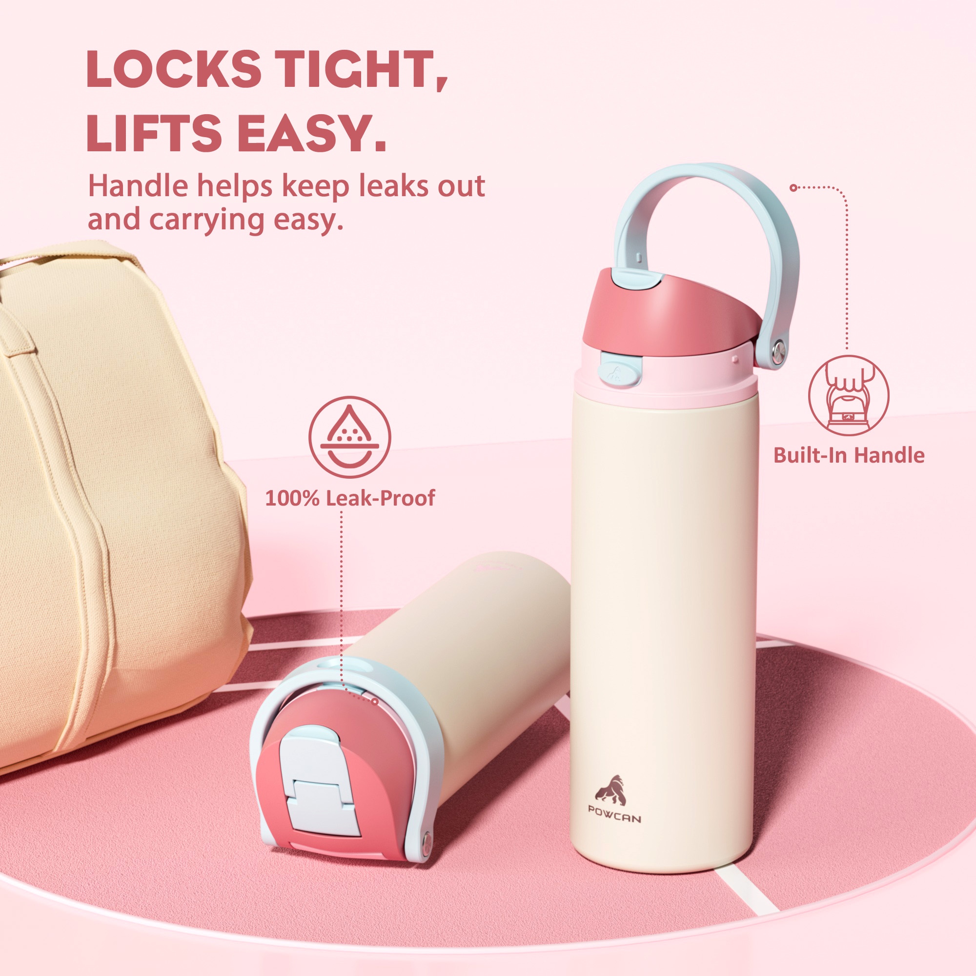 24 oz 2-in-1 Lid with Push-Button Spout Water Bottle