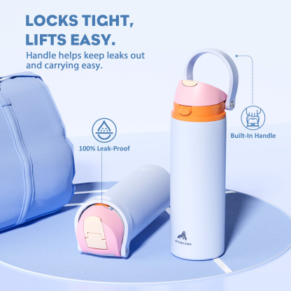 24 oz 2-in-1 Lid with Push-Button Spout Water Bottle