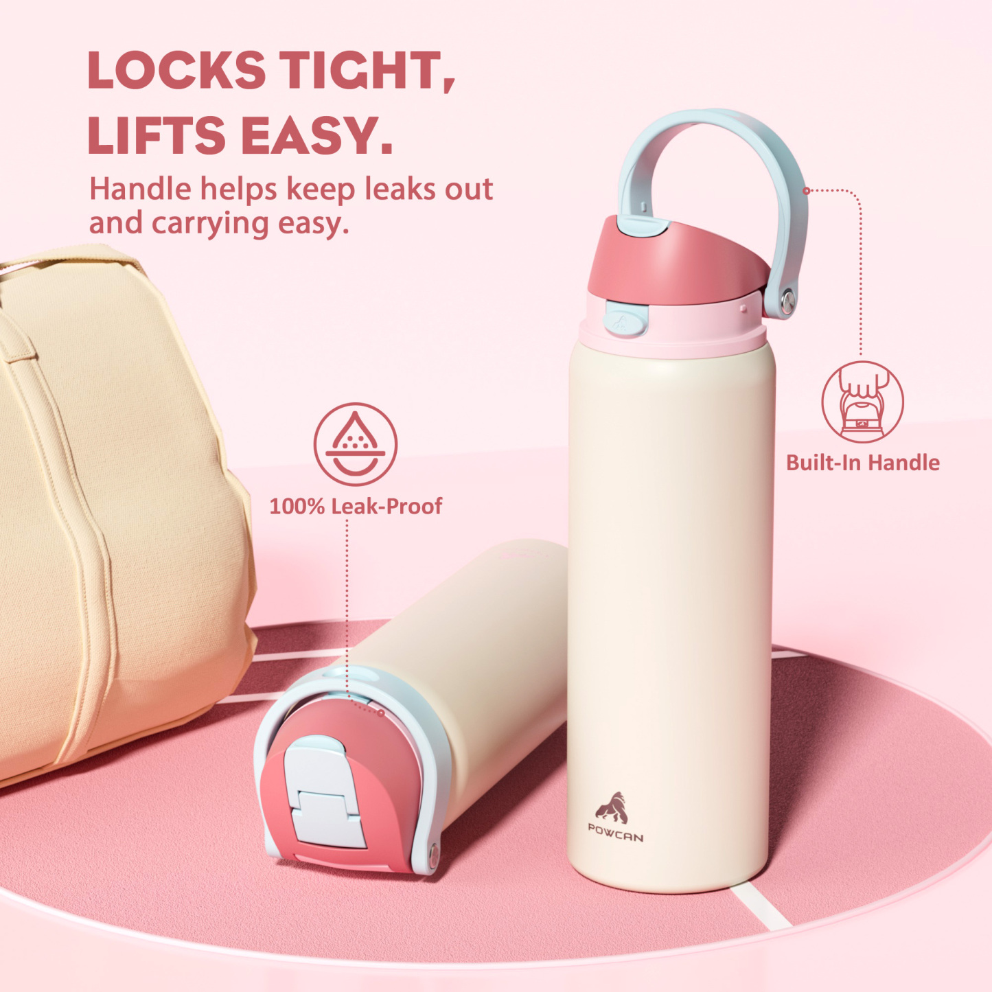 32 oz 2-in-1 Lid with Push-Button Spout Water Bottle