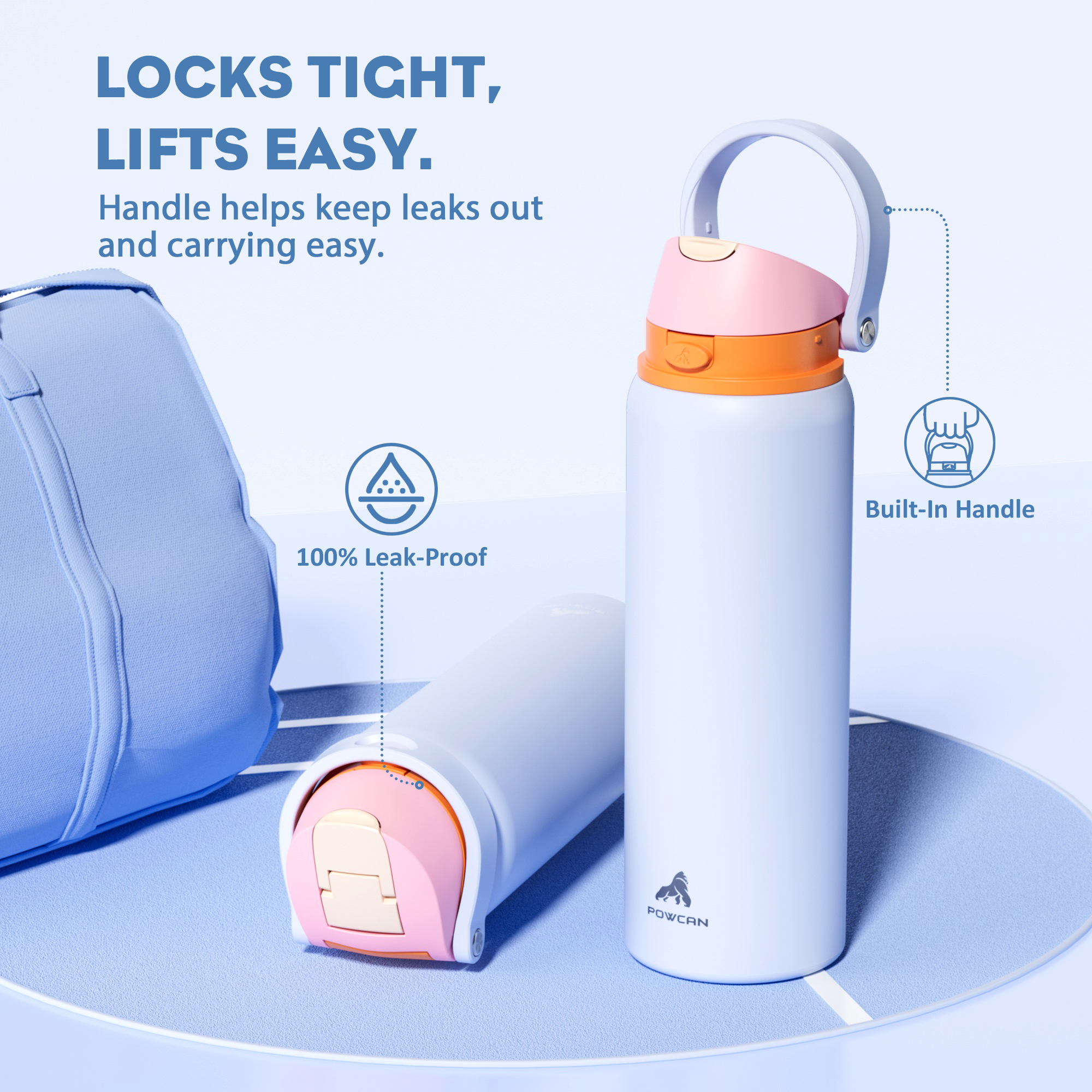 32 oz 2-in-1 Lid with Push-Button Spout Water Bottle