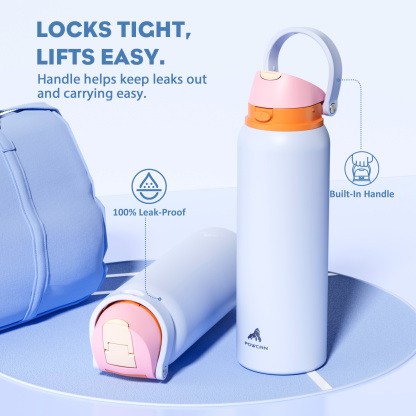 40oz 2-in-1 Lid with Push-Button Spout Water Bottle