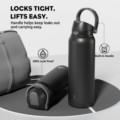 40oz 2-in-1 Lid with Push-Button Spout Water Bottle