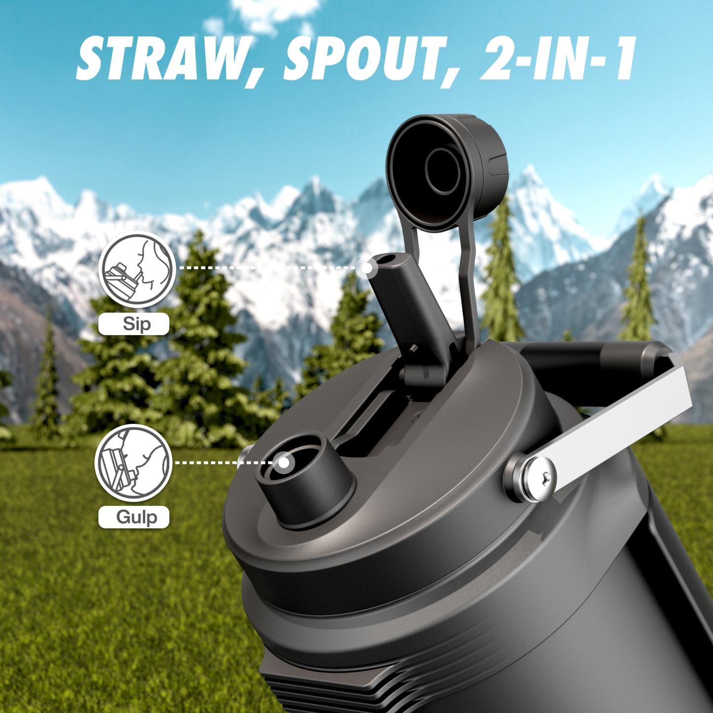 Insulated Water Jug with 2-in-1 Lid and Dual Handle