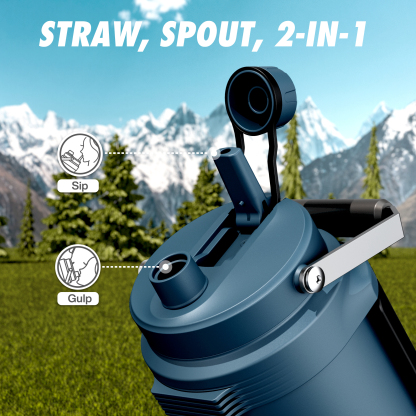 0.5 Gallon / 64 oz Insulated Water Jug with 2-in-1 Lid and Dual Handle