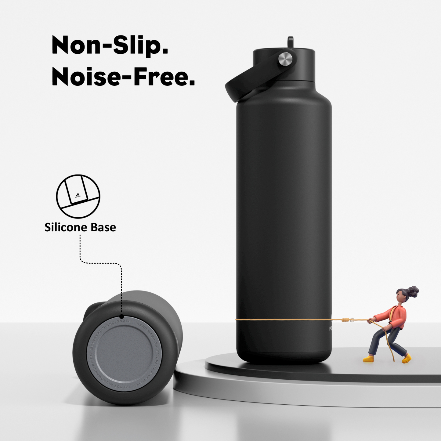 24 oz Slim Insulated Water Bottle with Flip Straw