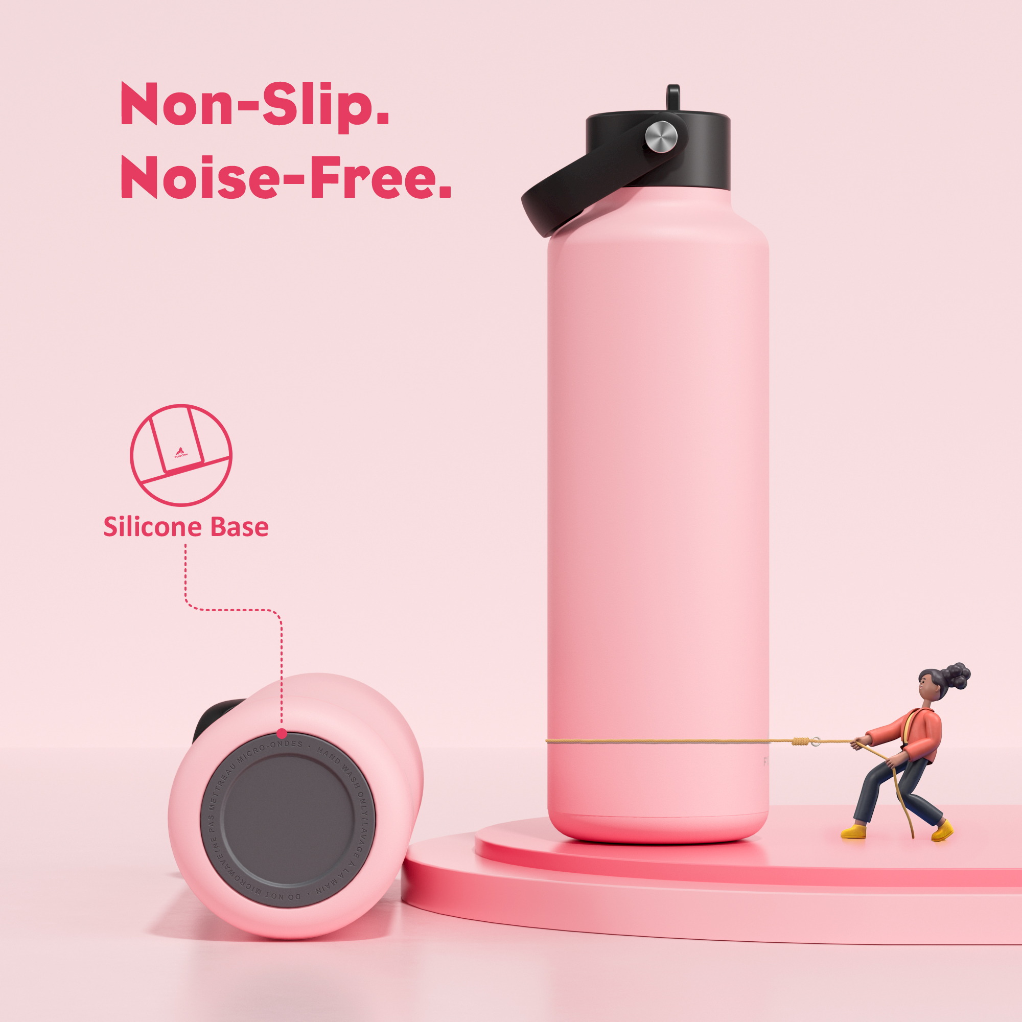 24 oz Slim Insulated Water Bottle with Flip Straw