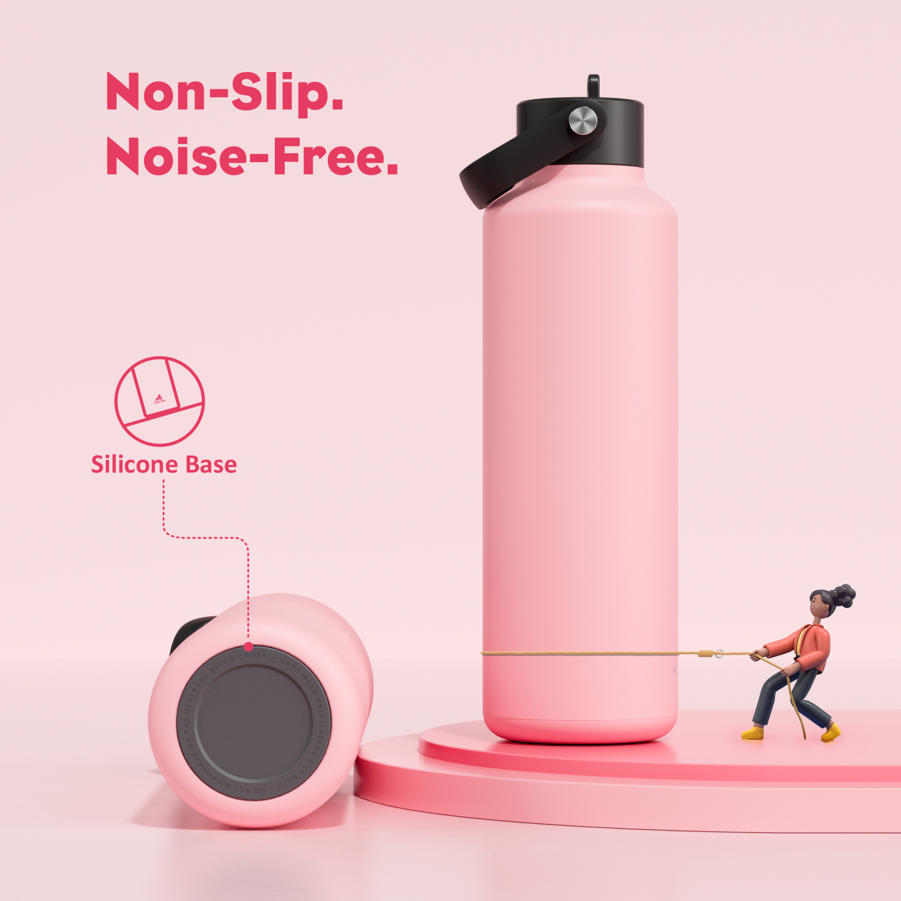 24 oz Slim Insulated Water Bottle with Flip Straw