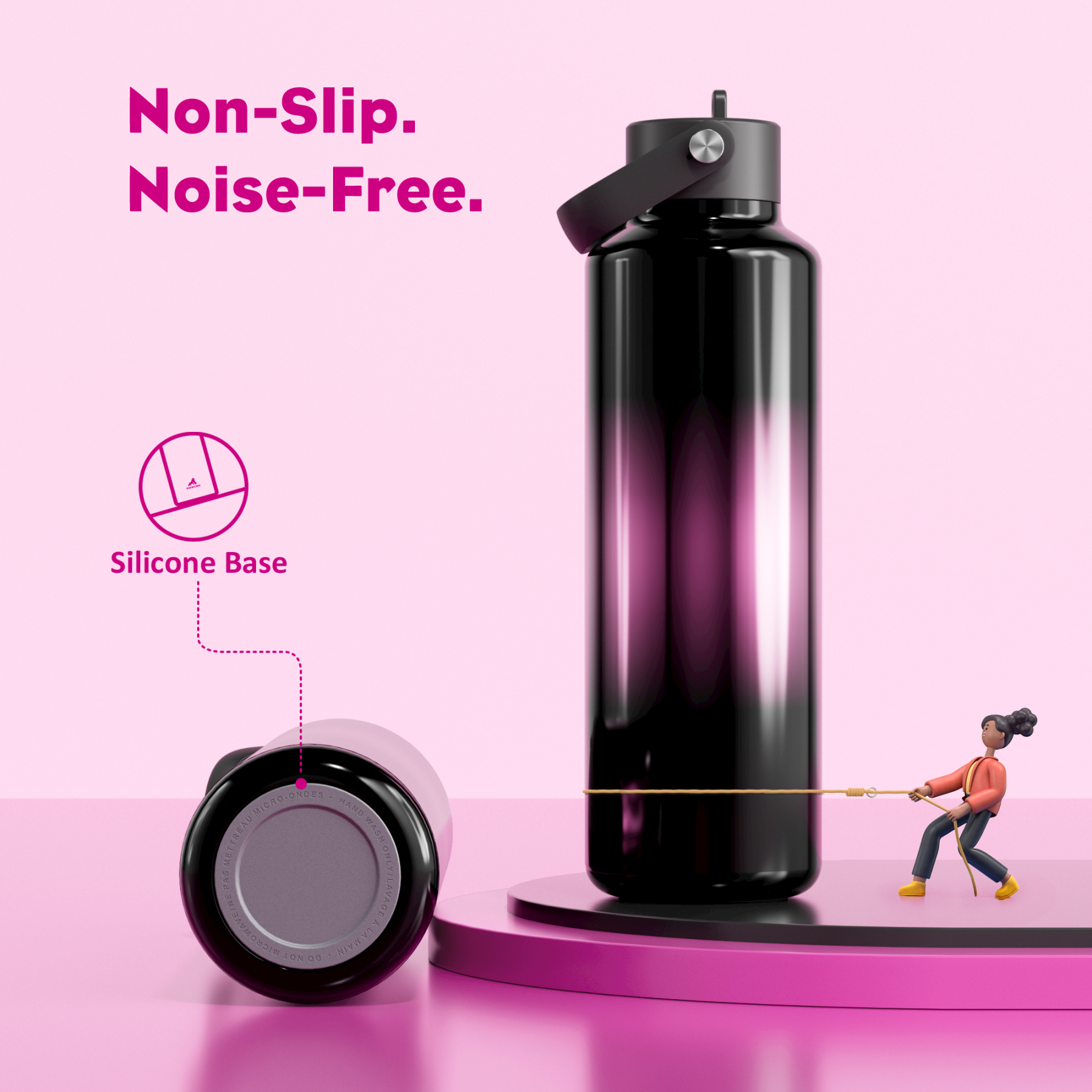 24 oz Slim Insulated Water Bottle with Flip Straw