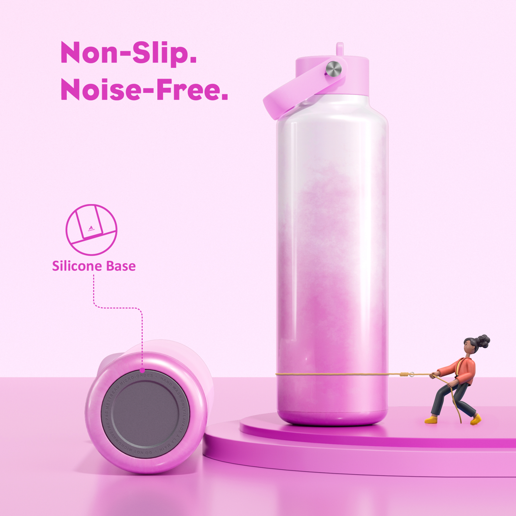 24 oz Slim Insulated Water Bottle with Flip Straw