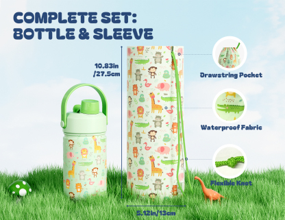 12 oz Insulated Water Bottle with 2-in-1 Straw and Spout Lid