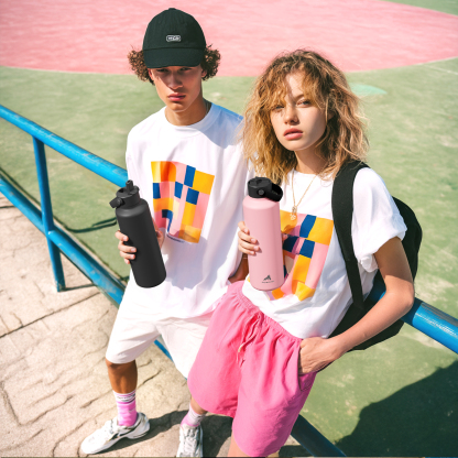 24 oz Slim Insulated Water Bottle with Flip Straw