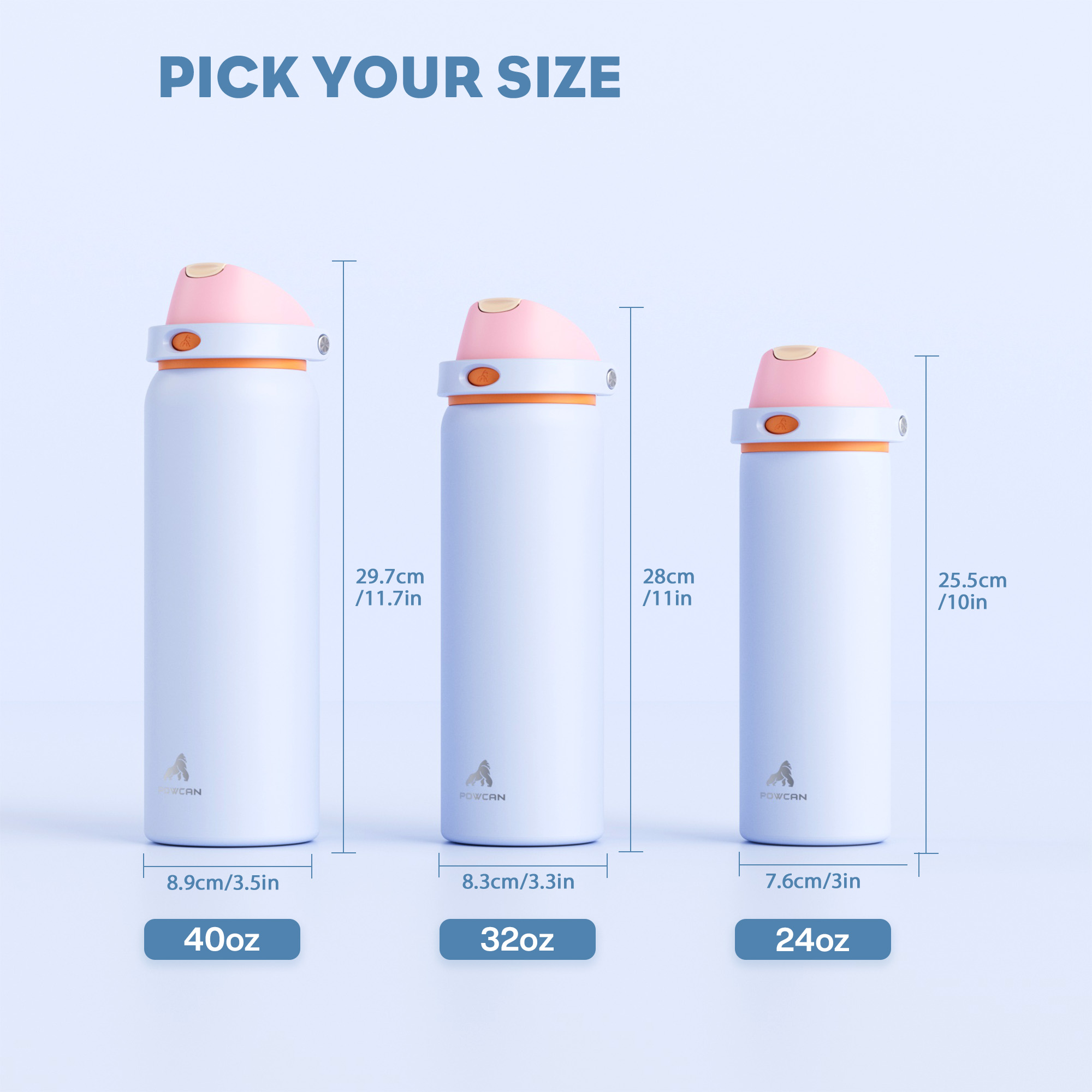 24 oz 2-in-1 Lid with Push-Button Spout Water Bottle