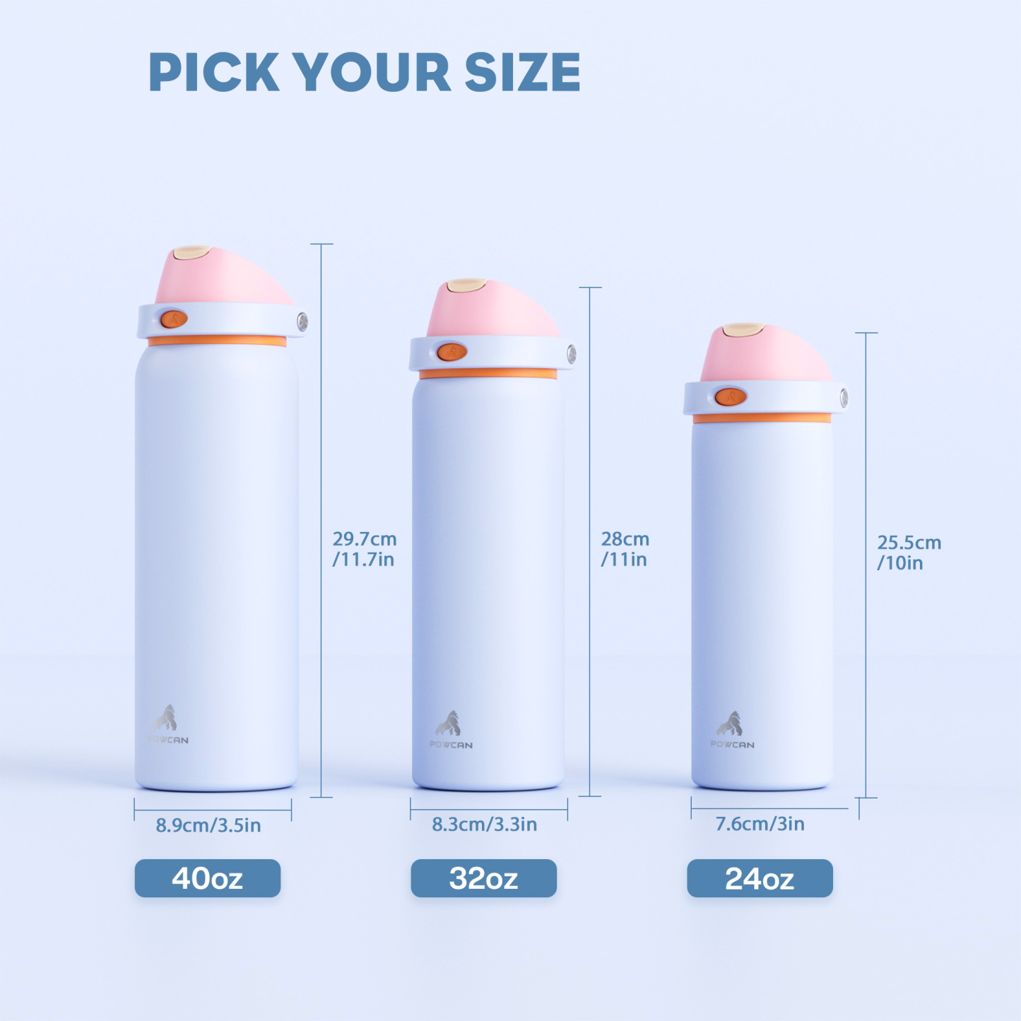 24 oz 2-in-1 Lid with Push-Button Spout Water Bottle