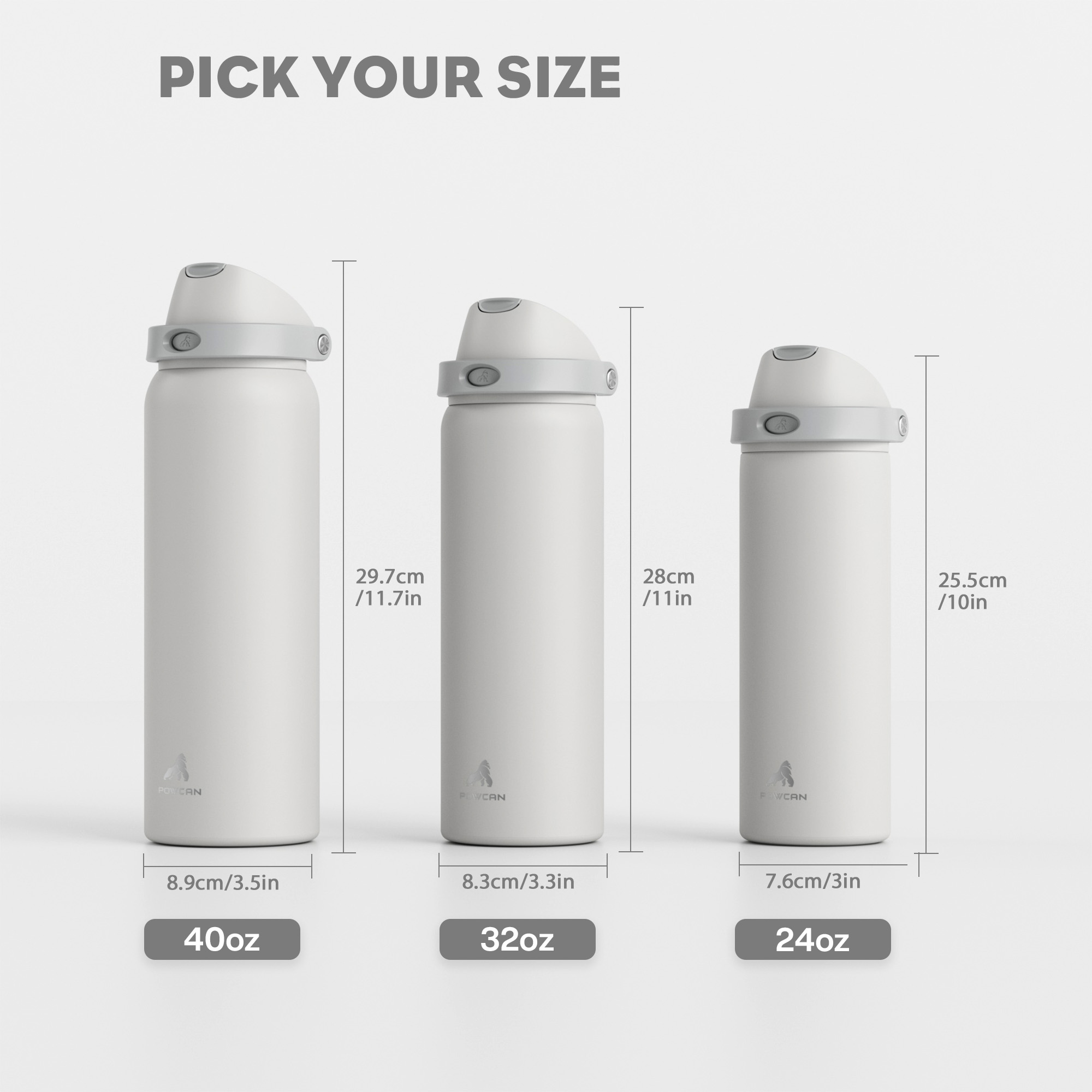 24 oz 2-in-1 Lid with Push-Button Spout Water Bottle