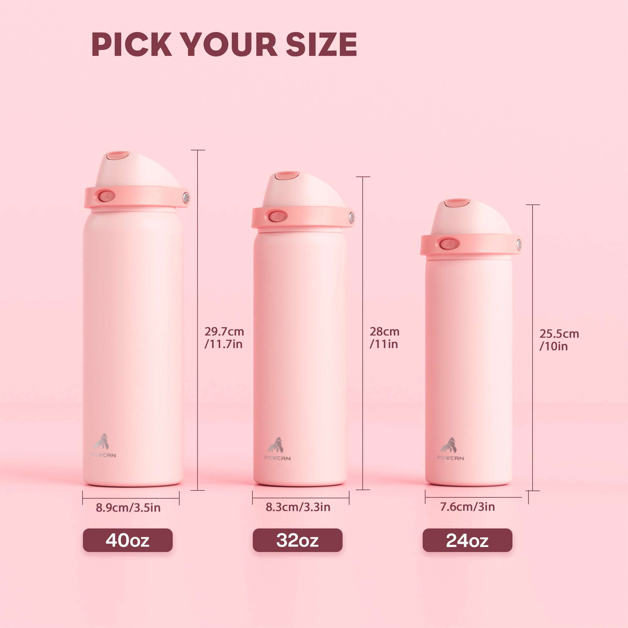 32 oz 2-in-1 Lid with Push-Button Spout Water Bottle