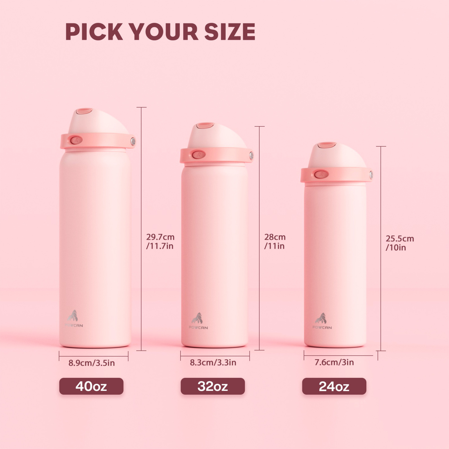 32 oz 2-in-1 Lid with Push-Button Spout Water Bottle