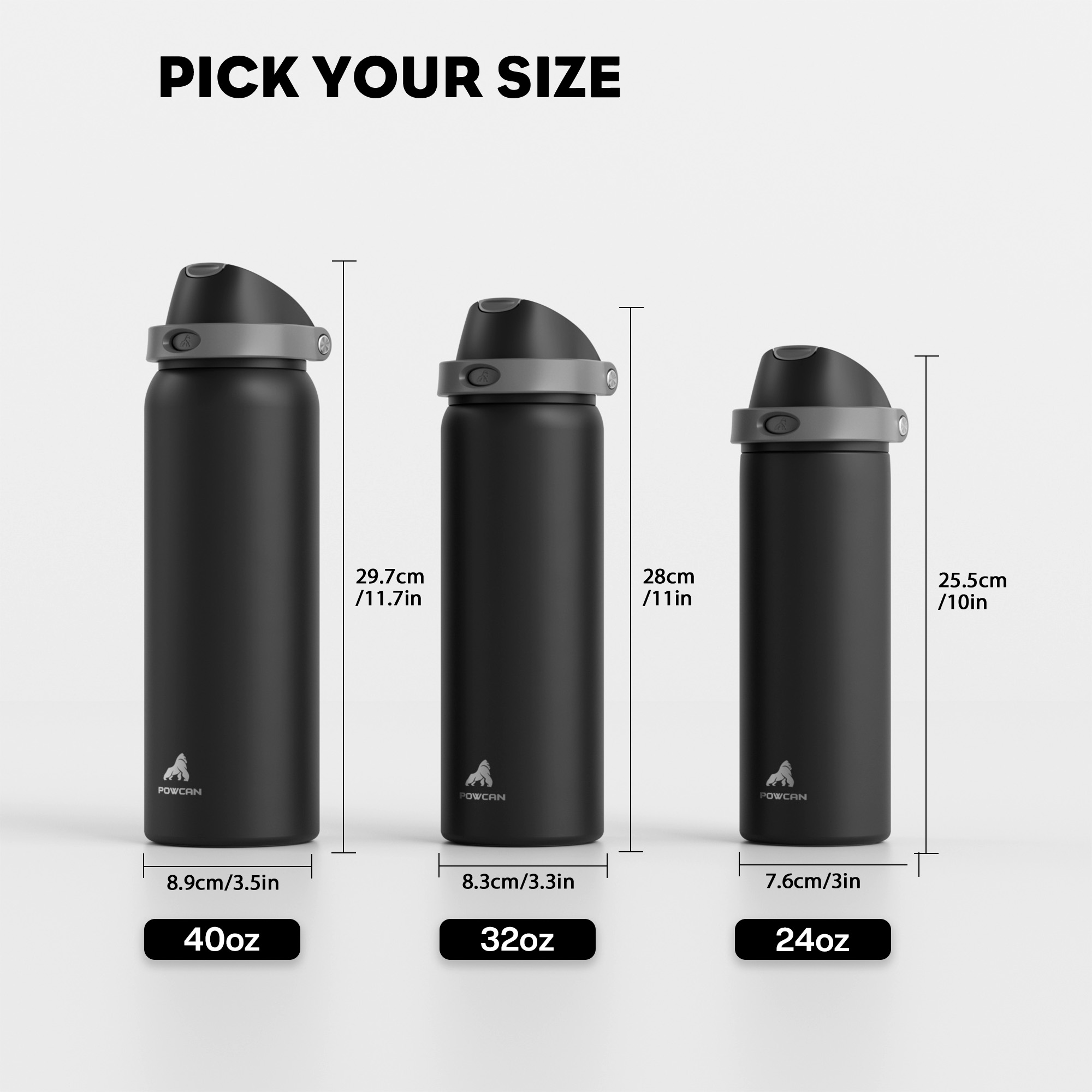 32 oz 2-in-1 Lid with Push-Button Spout Water Bottle