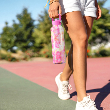 24 oz Slim Insulated Water Bottle with Flip Straw