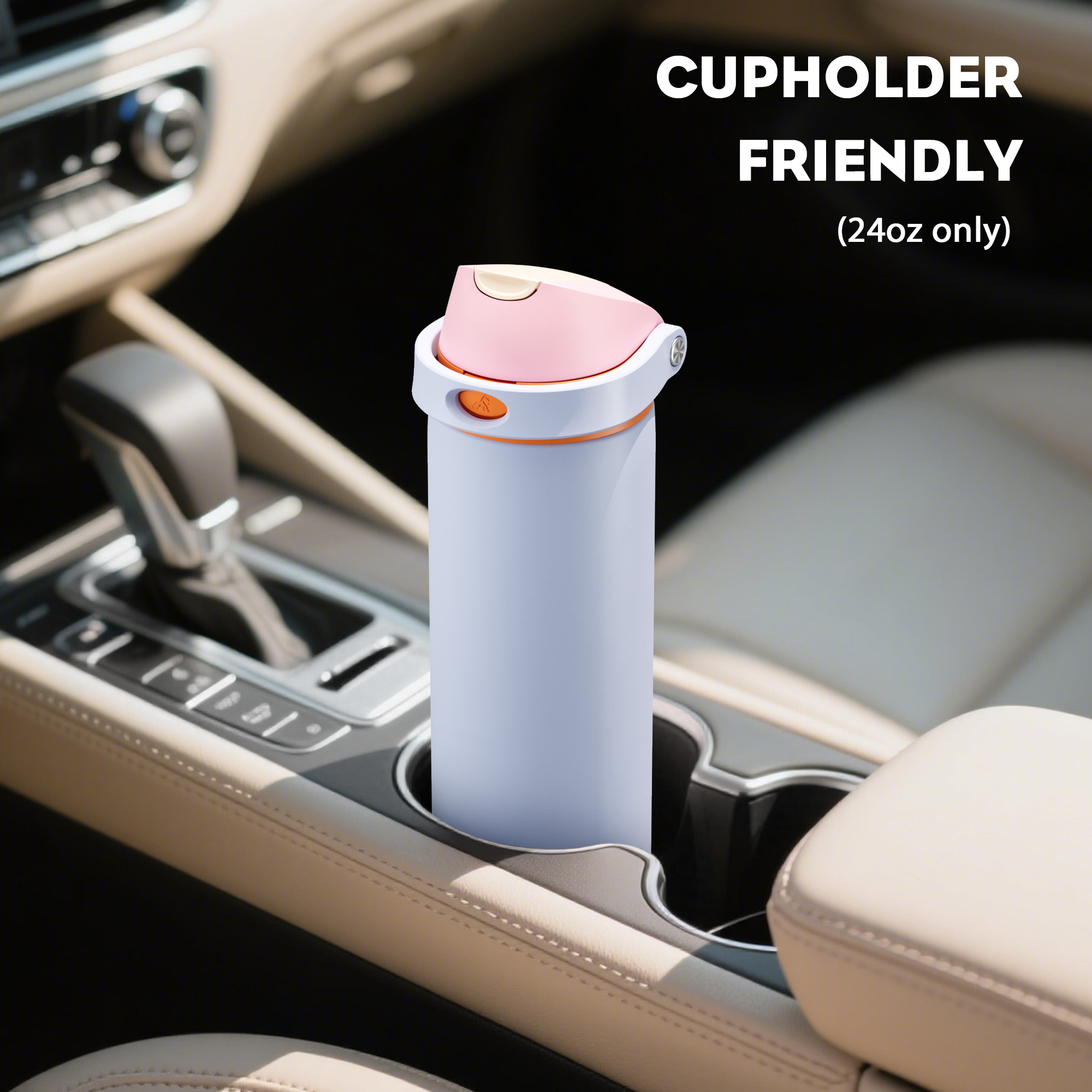 24 oz 2-in-1 Lid with Push-Button Spout Water Bottle