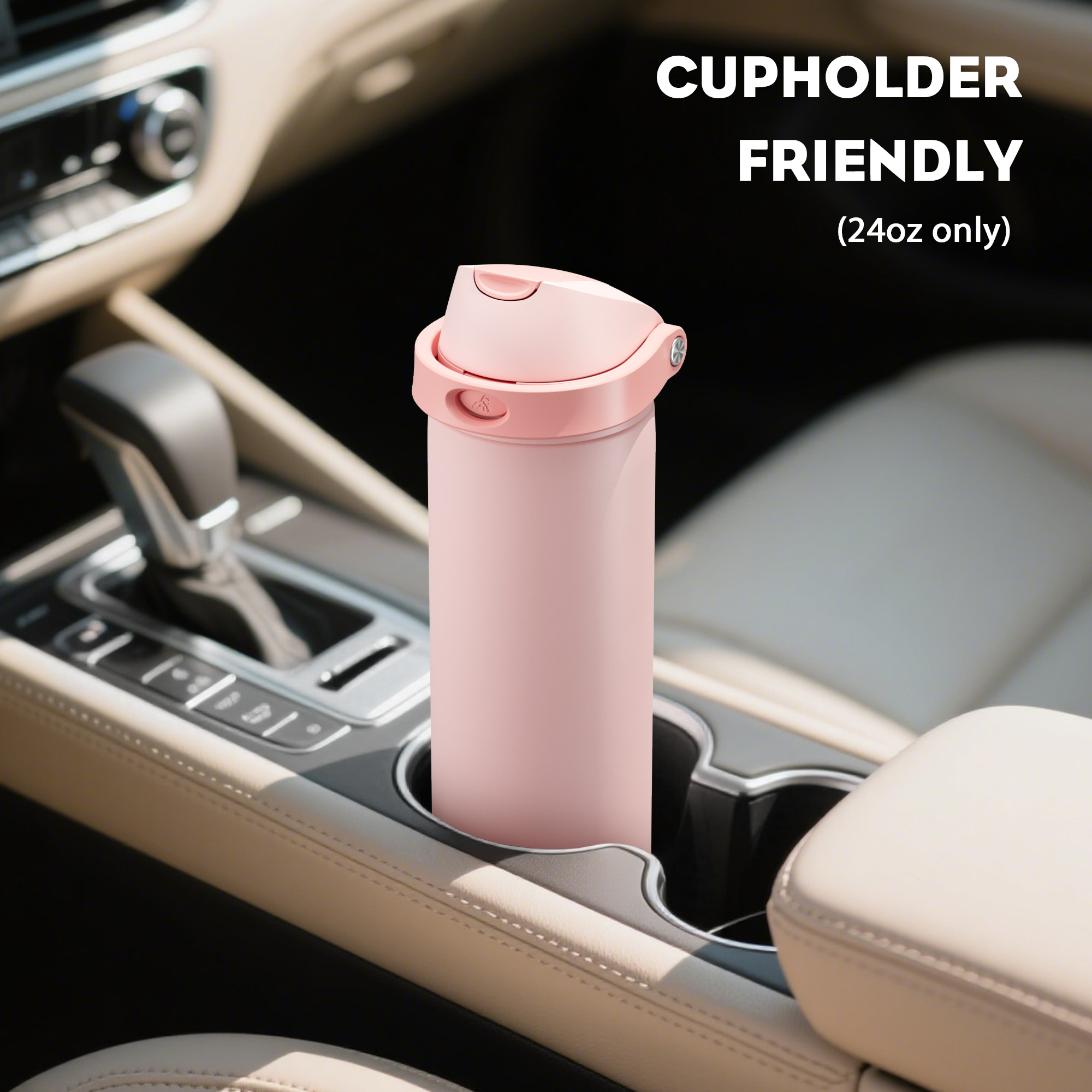 24 oz 2-in-1 Lid with Push-Button Spout Water Bottle