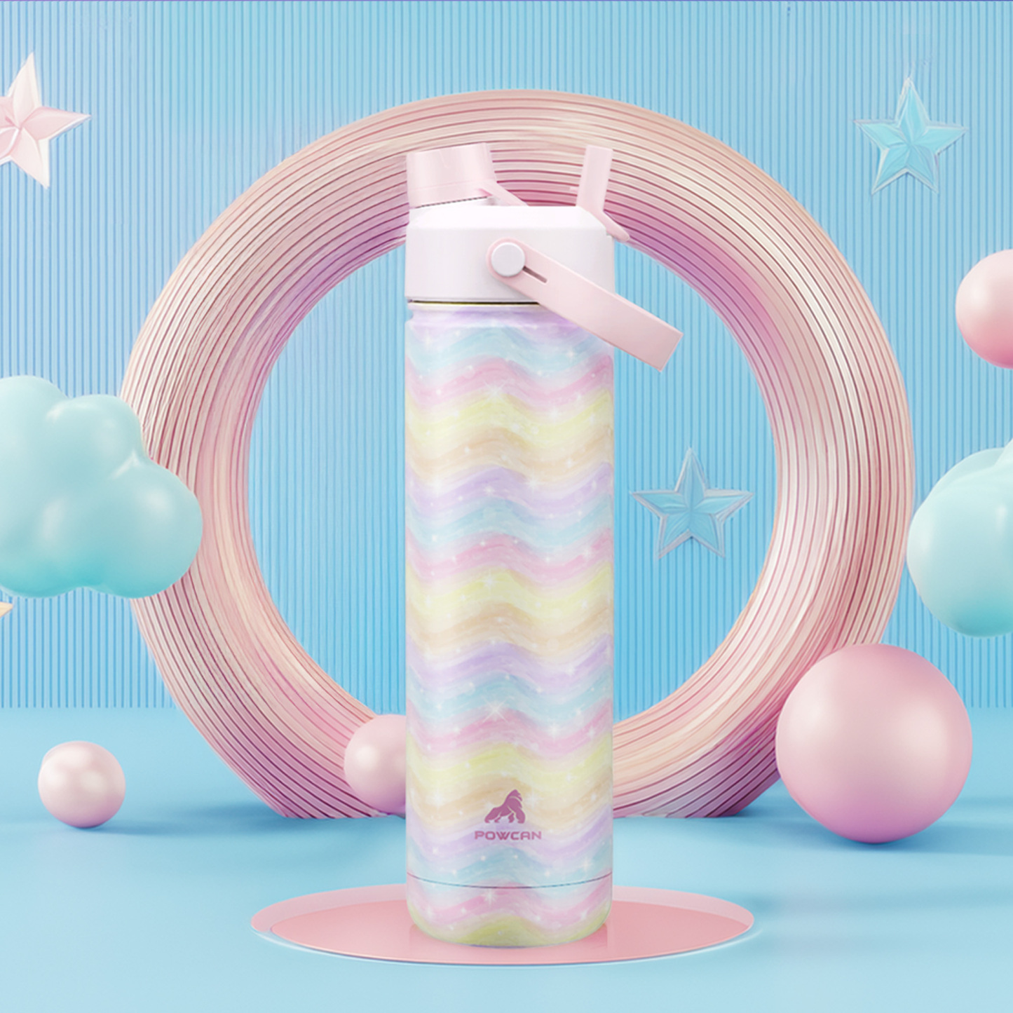 26 oz Insulated Water Bottle with 2-in-1 Straw and Spout Lid