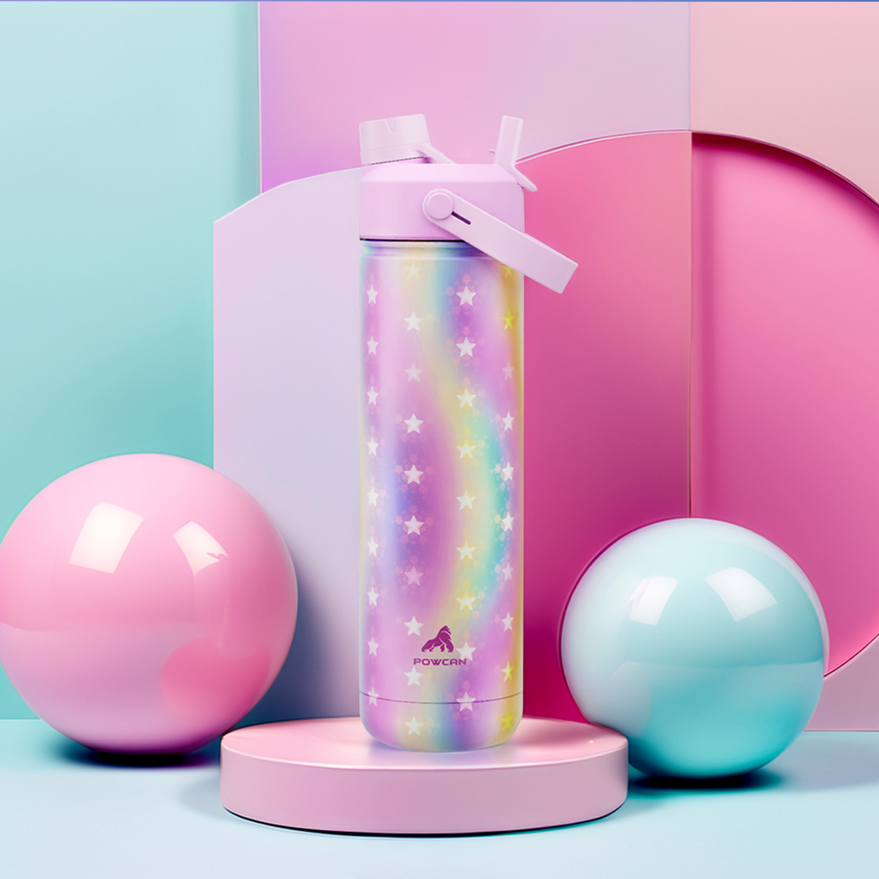 26 oz Insulated Water Bottle with 2-in-1 Straw and Spout Lid