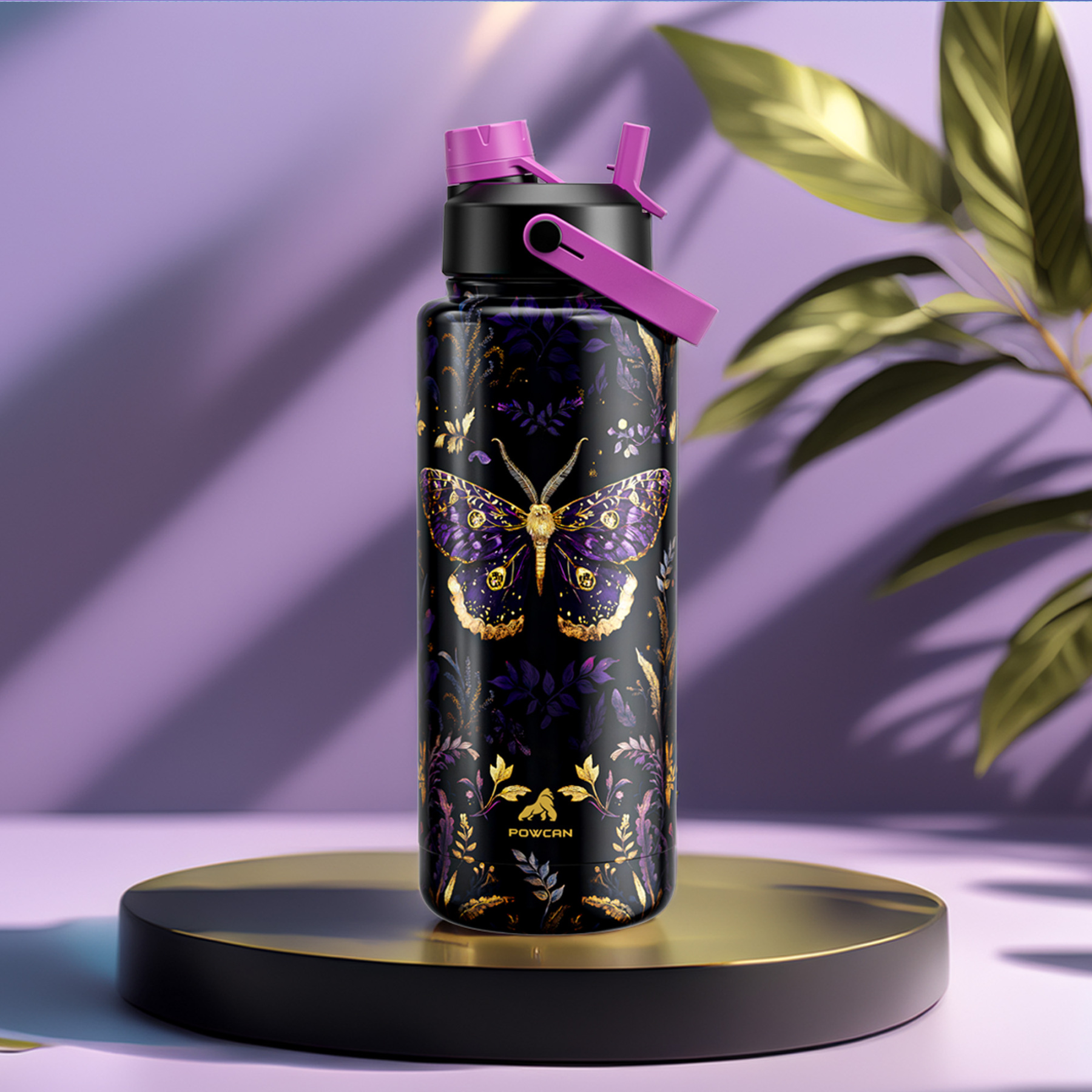 40 oz Insulated Water Bottle with 2-in-1 Straw and Spout Lid