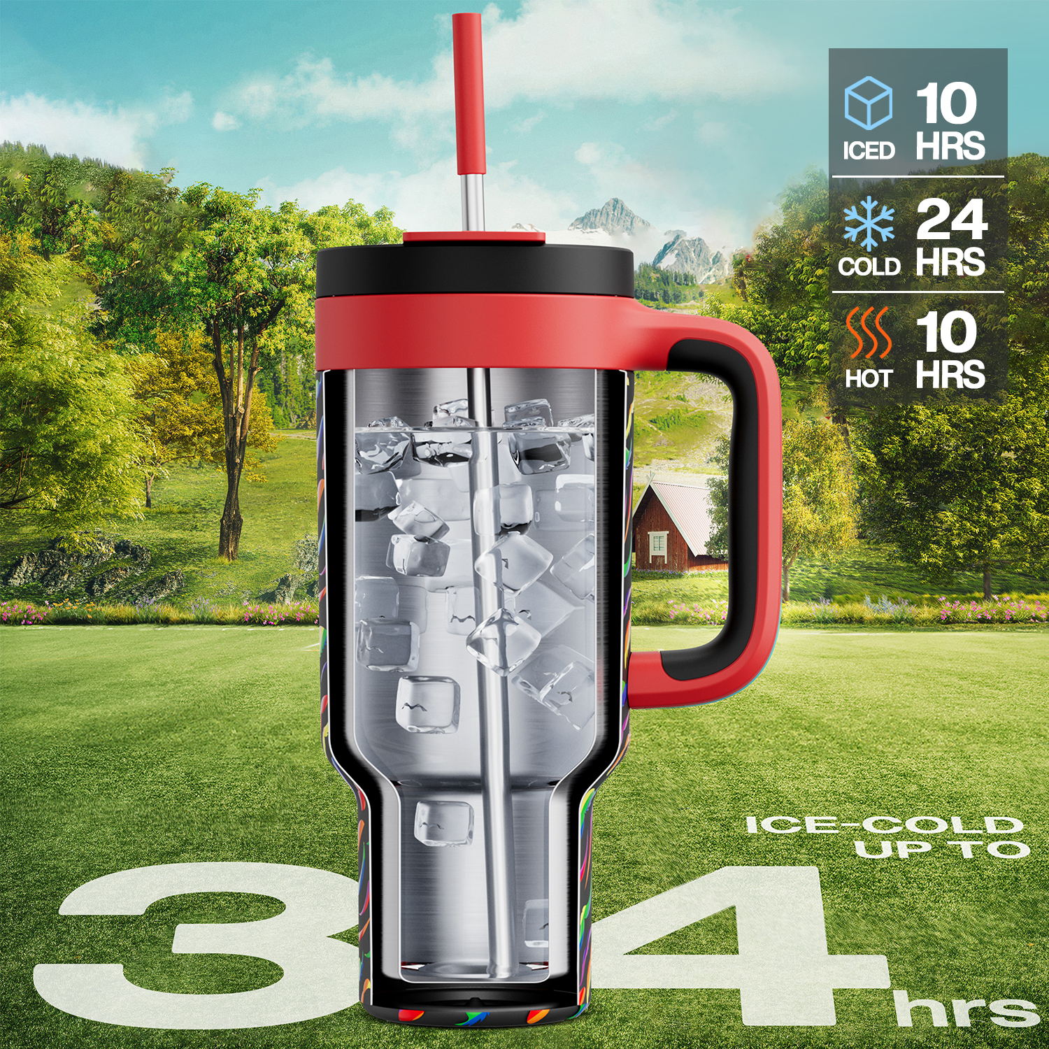 40 oz Tumbler with 2-in-1 Metal Straw Lid