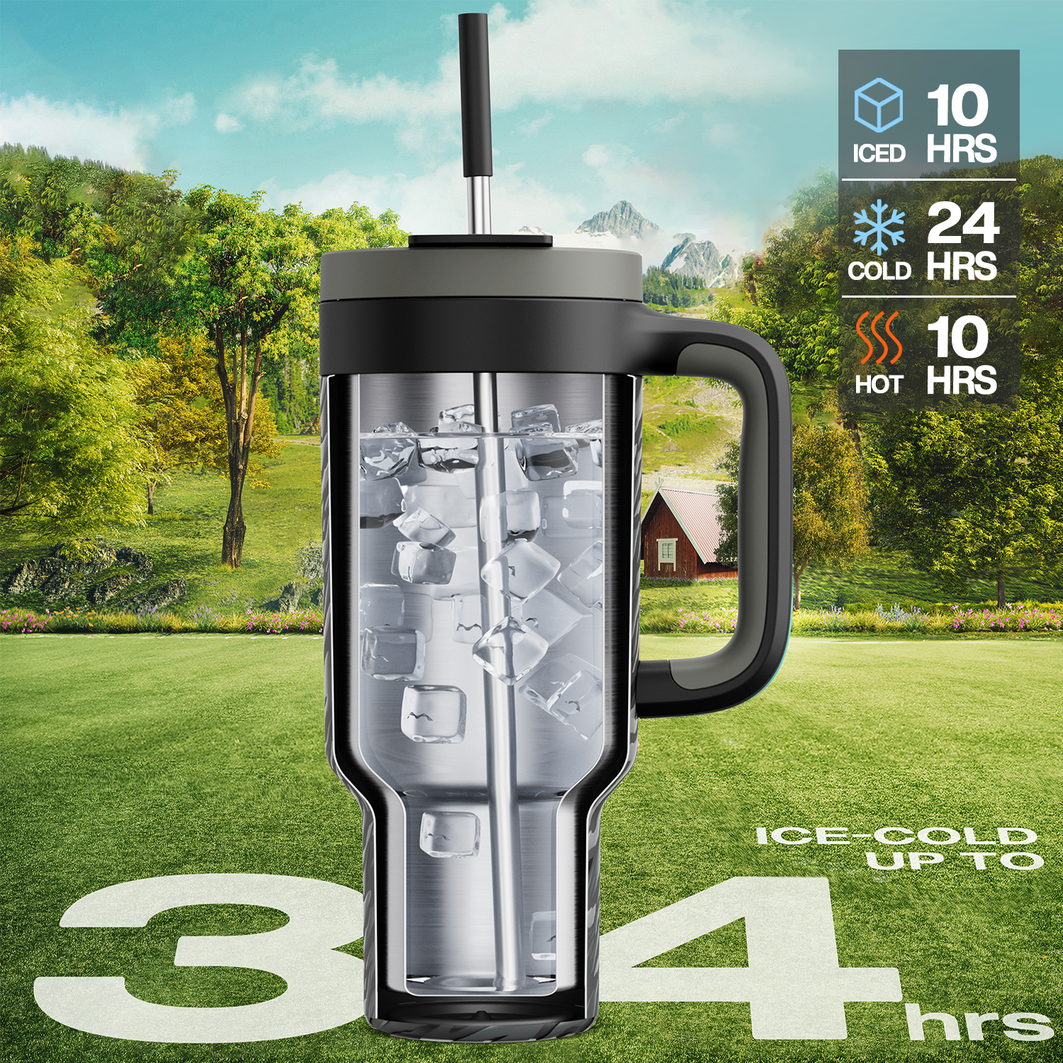 40 oz Tumbler with 2-in-1 Metal Straw Lid