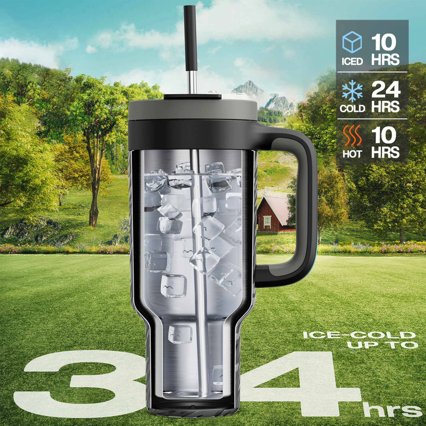 40 oz Tumbler with 2-in-1 Metal Straw Lid