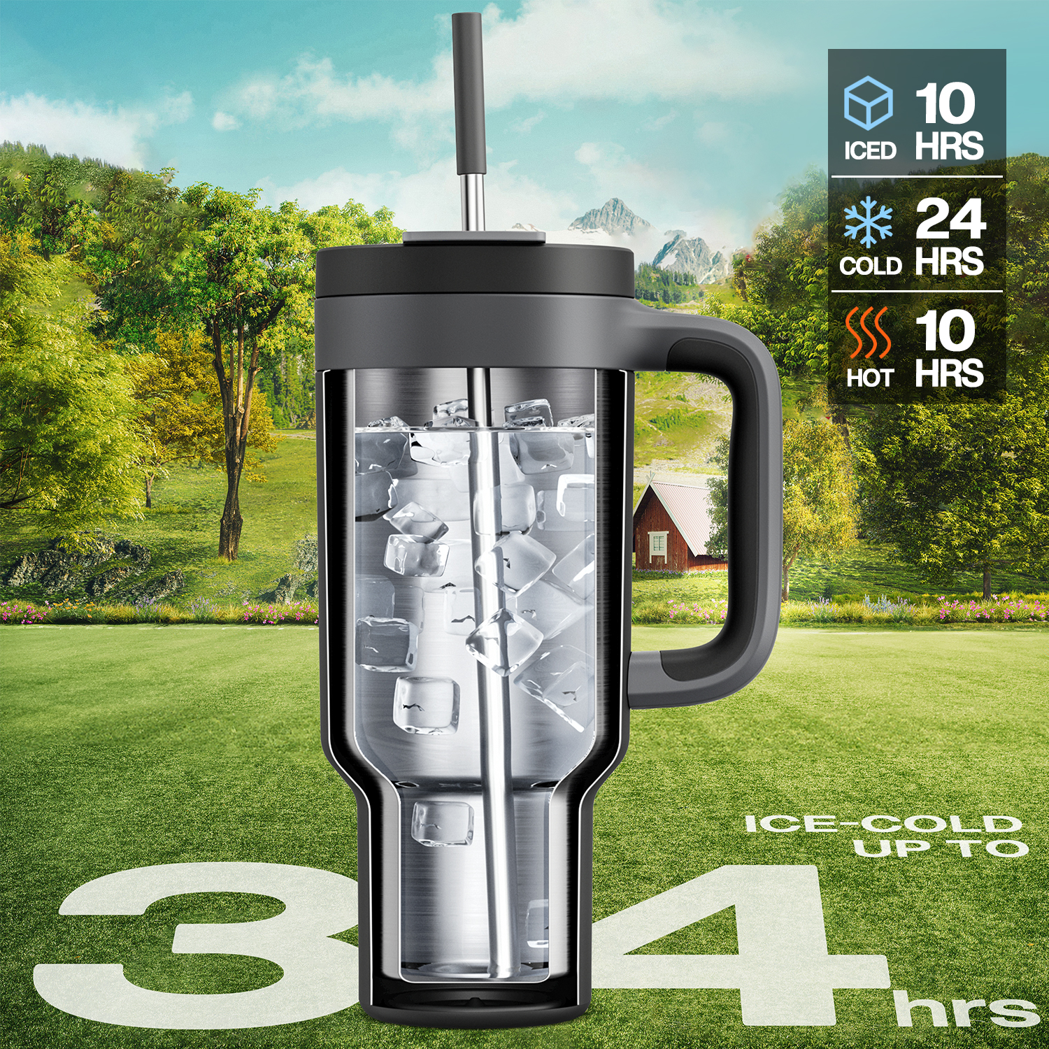 40 oz Tumbler with 2-in-1 Metal Straw Lid - Pure Collection
