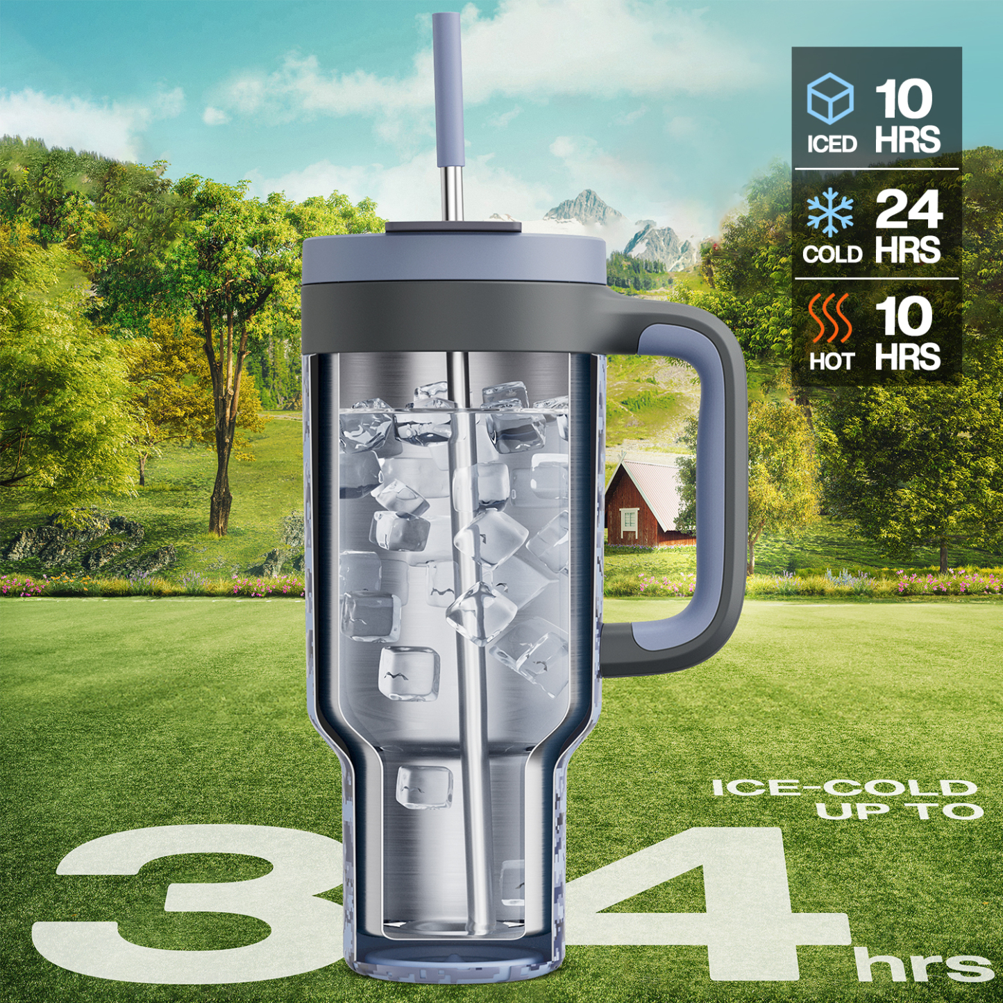 40 oz Tumbler with 2-in-1 Metal Straw Lid