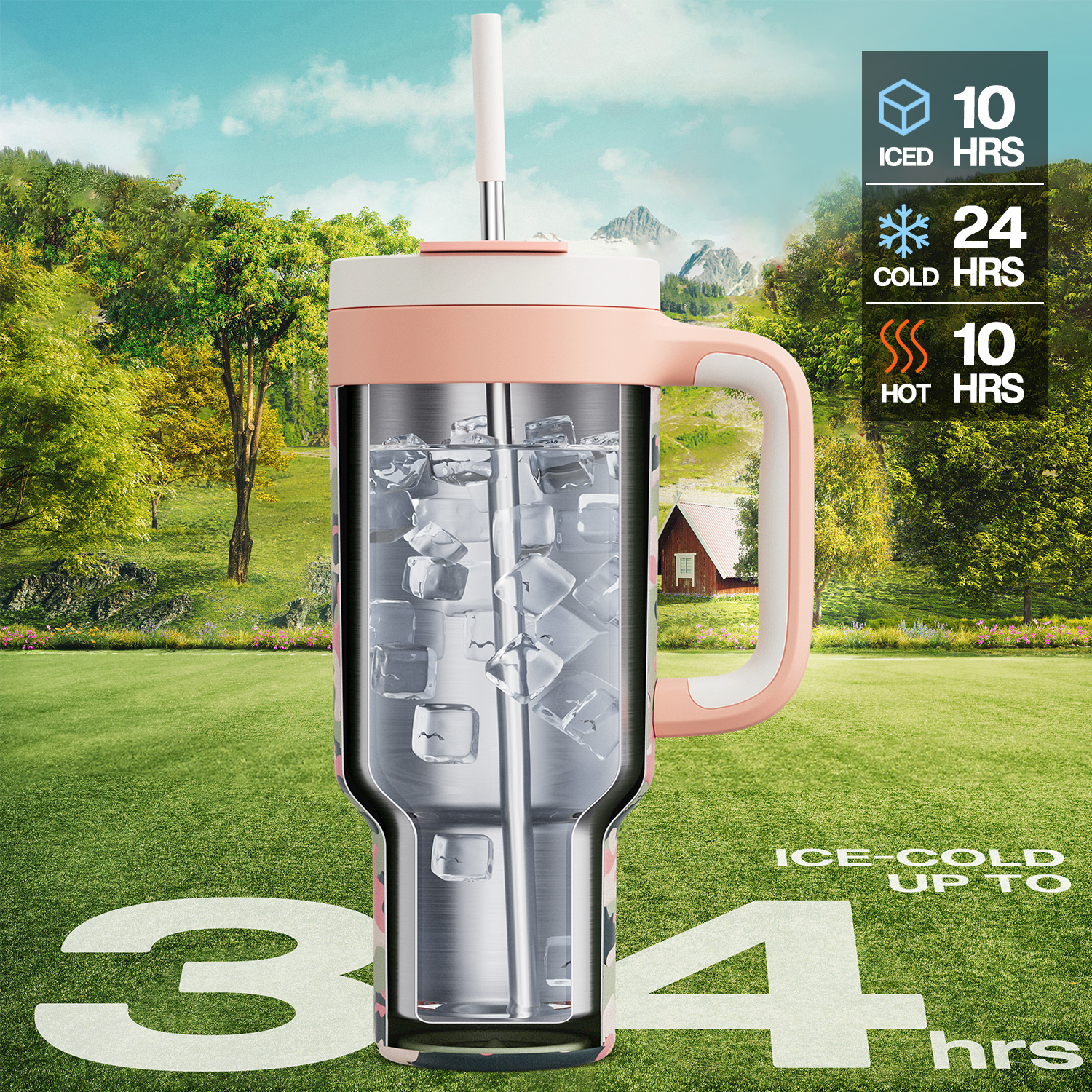 40 oz Tumbler with 2-in-1 Metal Straw Lid
