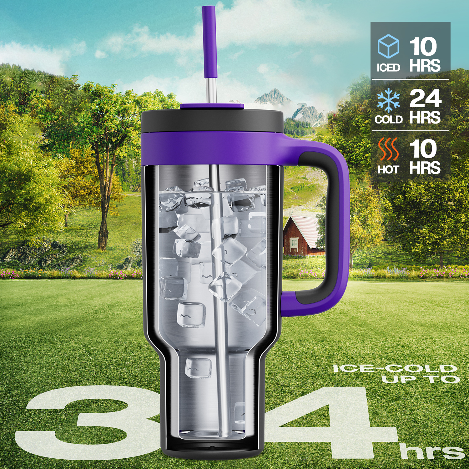 40 oz Tumbler with 2-in-1 Metal Straw Lid - Pure Collection