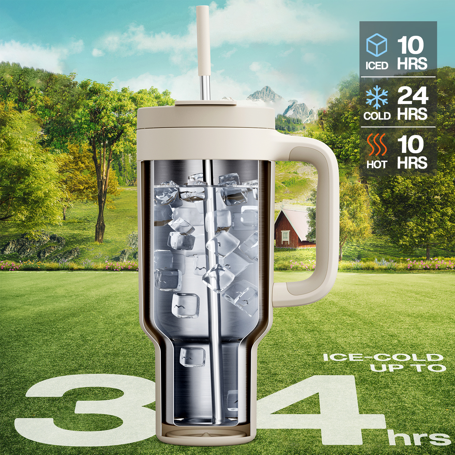 40 oz Tumbler with 2-in-1 Metal Straw Lid - Pure Collection