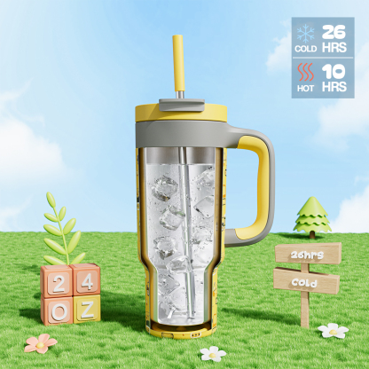 24 oz Tumbler with 2-in-1 Metal Straw Lid