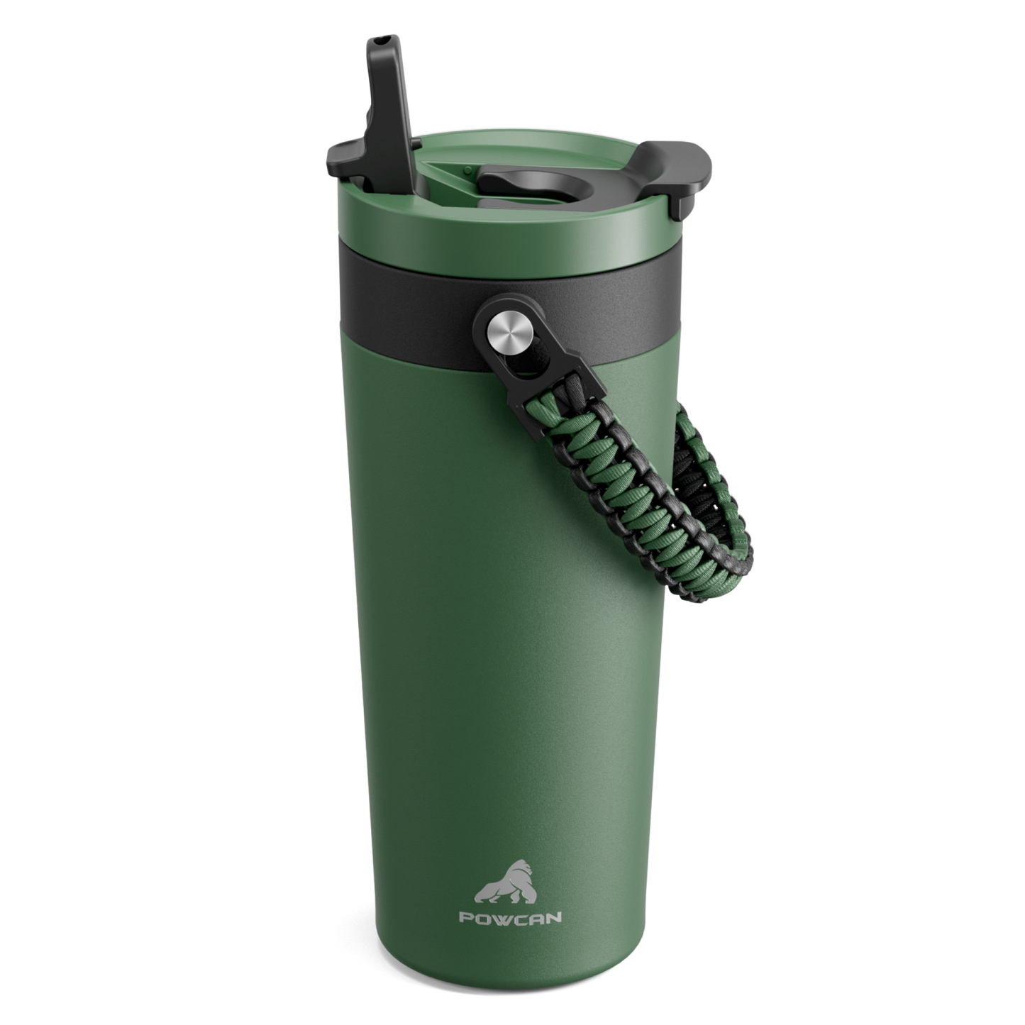 24 oz Insulated Coffee Mug for Travel: 2-in-1 Straw Flip Lid, Keep Cold 24H, Fit in Car Cupholder, Leakproof, Stainless Steel Coffee Tumbler with Handle for Outdoor, Office, Gifts and Sports (Deepsea)