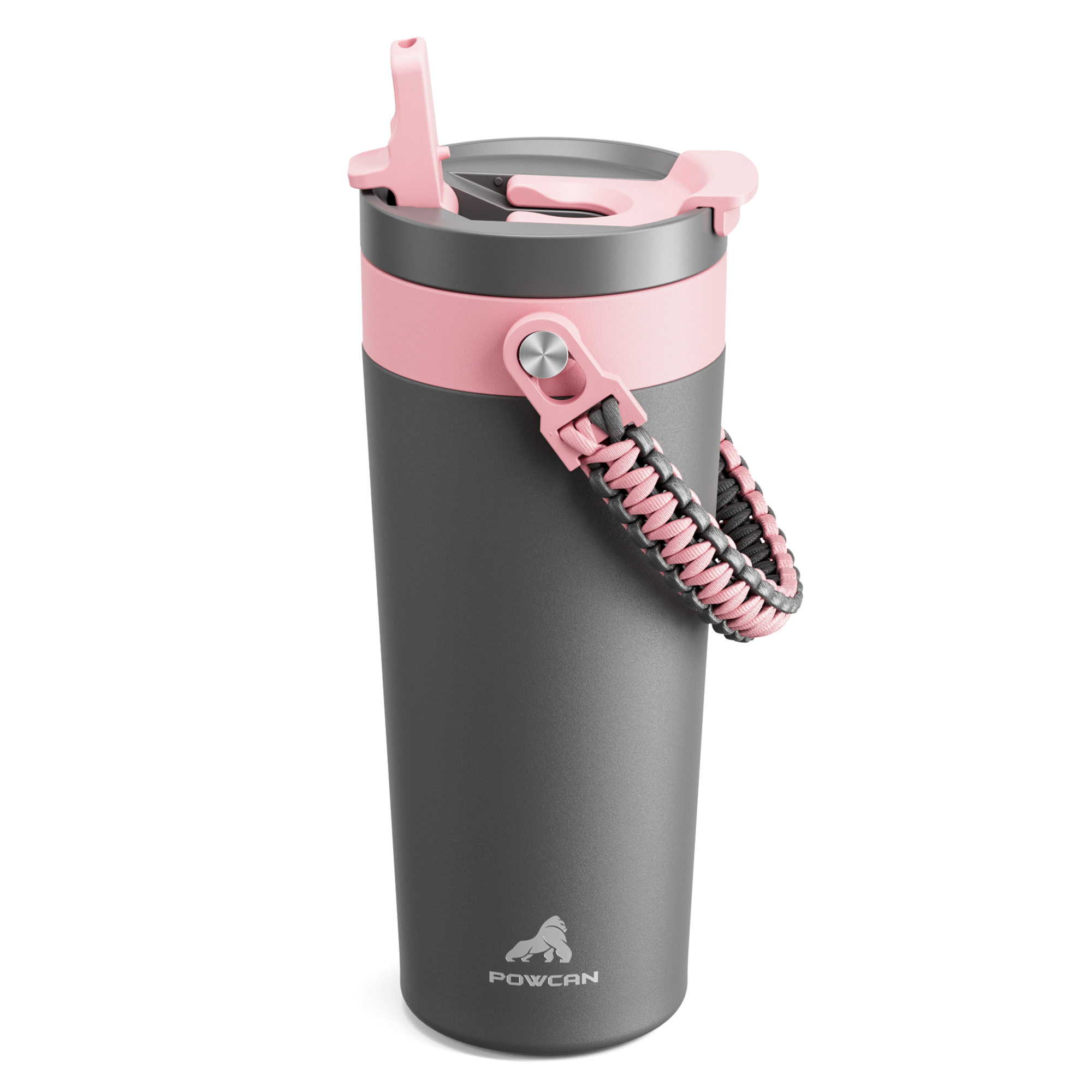 24 oz Insulated Coffee Mug for Travel: 2-in-1 Straw Flip Lid, Keep Cold 24H, Fit in Car Cupholder, Leakproof, Stainless Steel Coffee Tumbler with Handle for Outdoor, Office, Gifts and Sports (Deepsea)