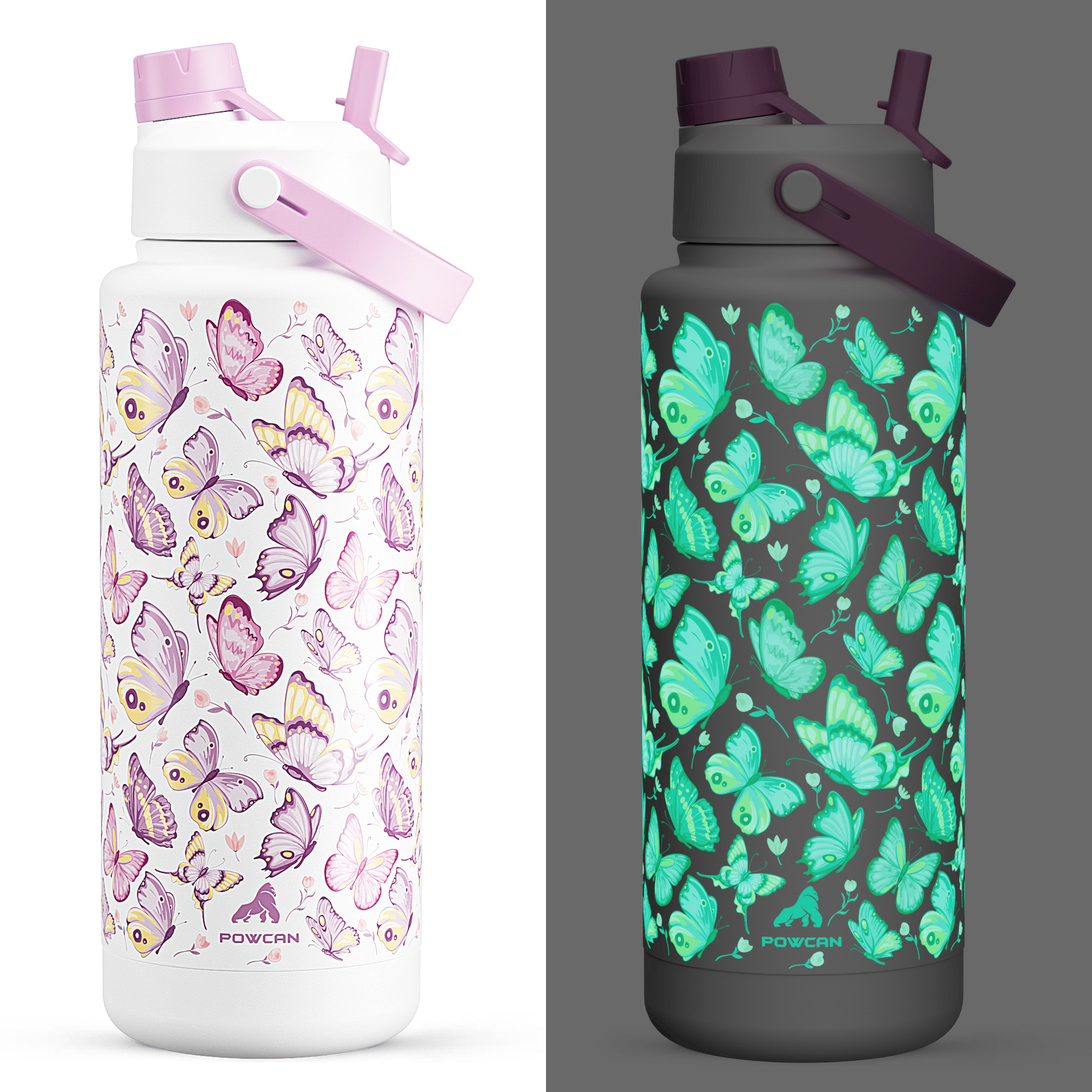 40 oz Insulated Water Bottle with 2-in-1 Straw and Spout Lid