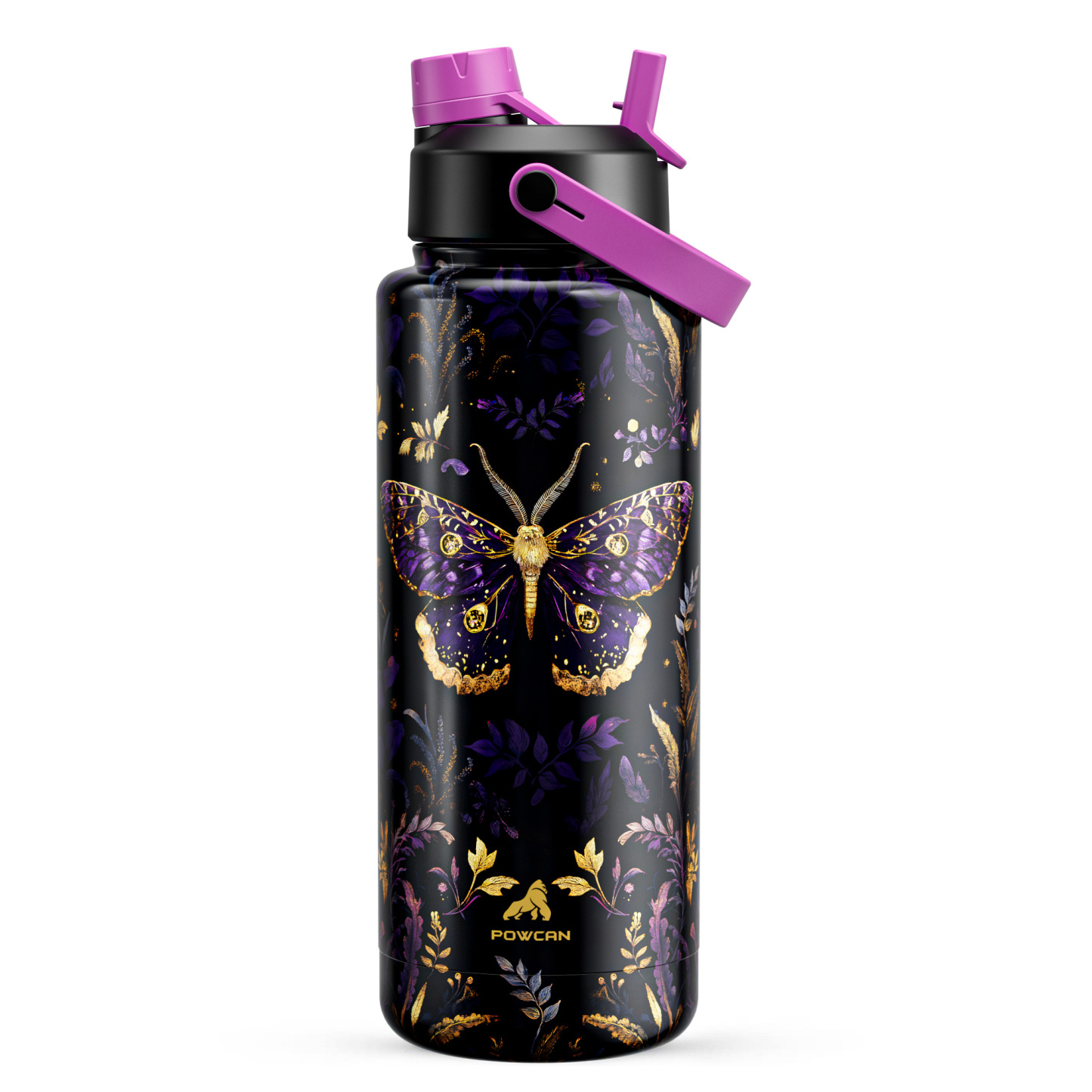 40 oz Insulated Water Bottle with 2-in-1 Straw and Spout Lid